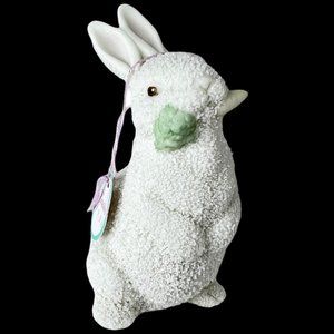 1996 Snowbabies Dept 56 Bunny Rabbit Figurine Vintage Easter Carrot Hand Painted